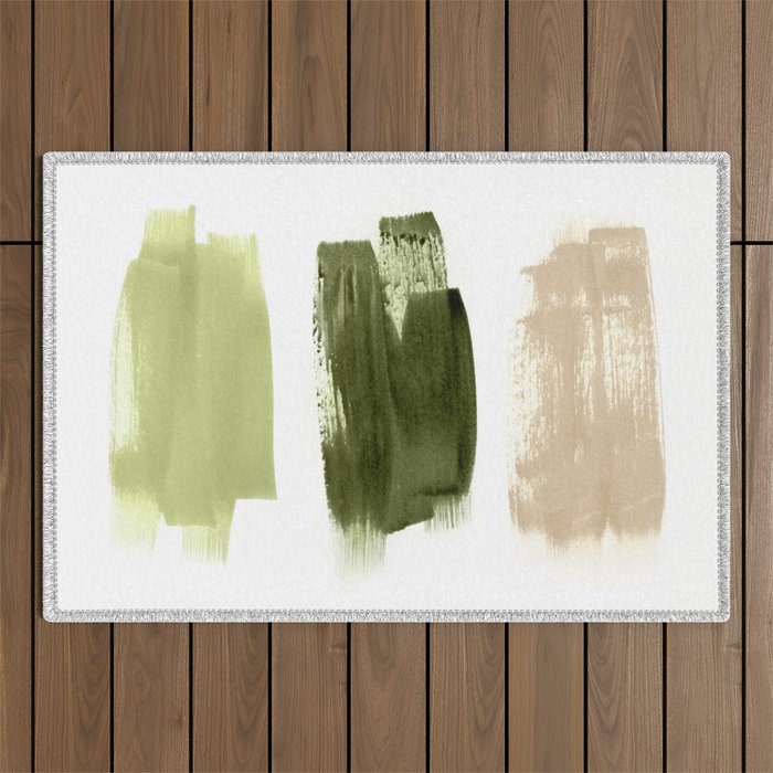 Green brush strokes Outdoor Rug Gallery Image 1