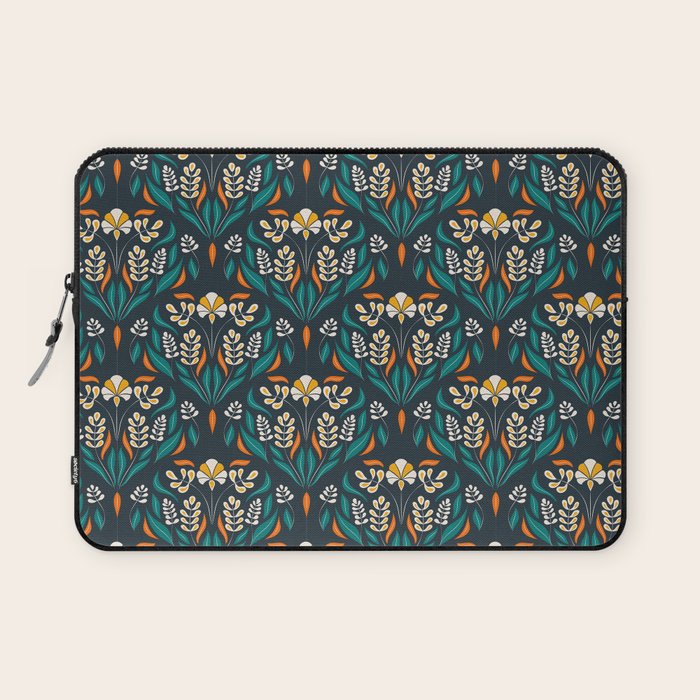 Grow with The Flow - Vibrant Floral Damask Pattern Laptop Sleeve Gallery Image 1