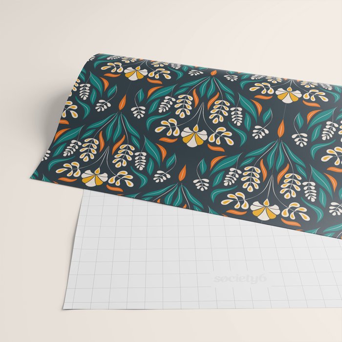 Grow with The Flow - Vibrant Floral Damask Pattern Wrapping Paper Gallery Image 2