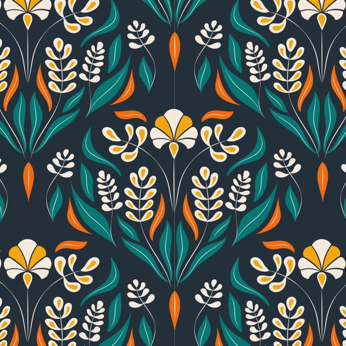 Grow with The Flow - Vibrant Floral Damask Pattern Coffee Mug Gallery Image 2