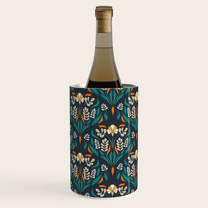Grow with The Flow - Vibrant Floral Damask Pattern Wine Chiller Gallery Image 2