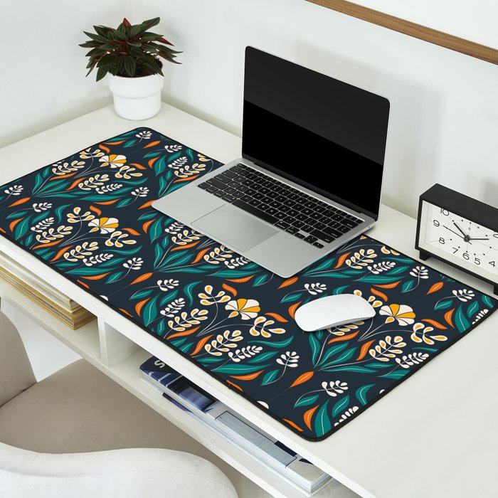 Grow with The Flow - Vibrant Floral Damask Pattern Desk Mat Gallery Image 2