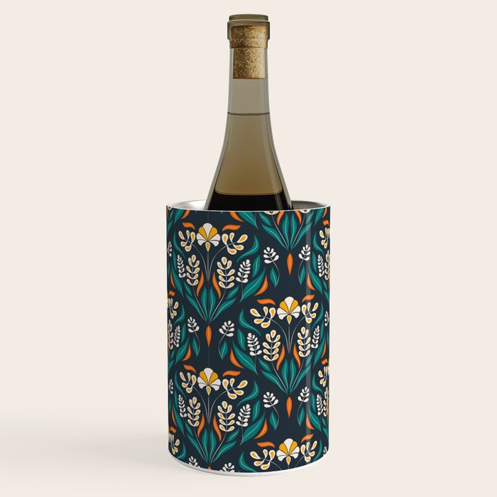 Grow with The Flow - Vibrant Floral Damask Pattern Wine Chiller Gallery Image 1