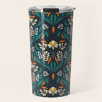 Grow with The Flow - Vibrant Floral Damask Pattern Travel Mug Gallery Image 1