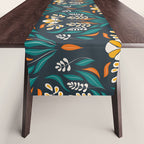 Grow with The Flow - Vibrant Floral Damask Pattern Table Runner Gallery Image 1