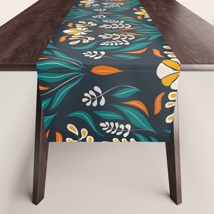Grow with The Flow - Vibrant Floral Damask Pattern Table Runner Gallery Image 1