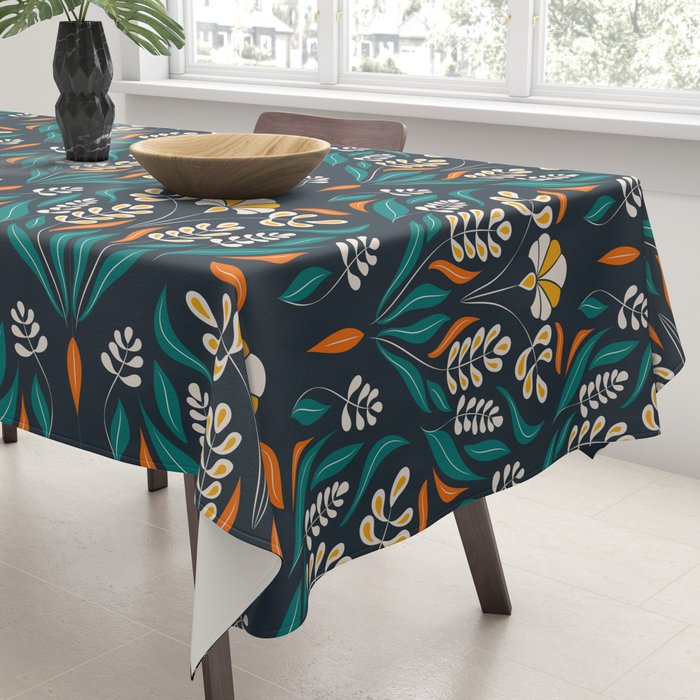 Grow with The Flow - Vibrant Floral Damask Pattern Tablecloth Gallery Image 3