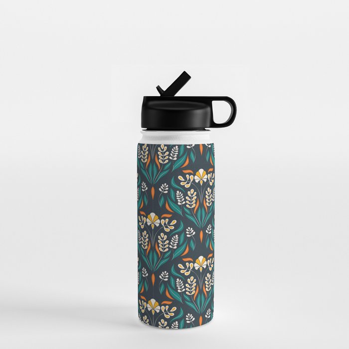 Grow with The Flow - Vibrant Floral Damask Pattern Water Bottle Gallery Image 1