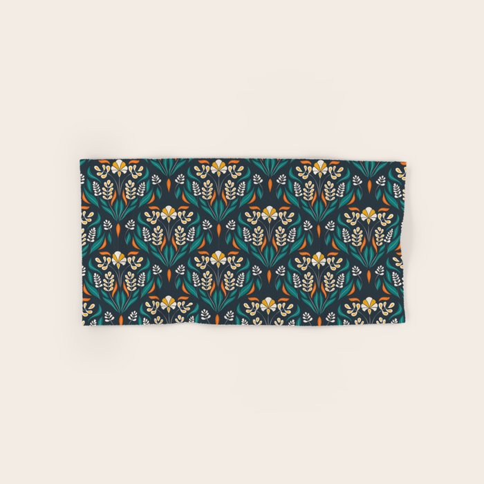 Grow with The Flow - Vibrant Floral Damask Pattern Bath Towel Gallery Image 1