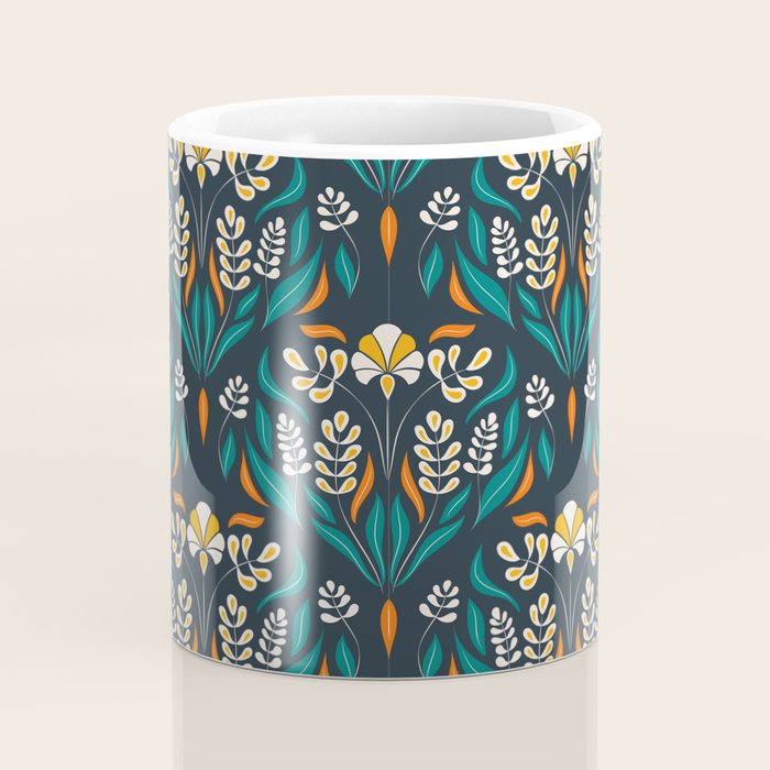 Grow with The Flow - Vibrant Floral Damask Pattern Coffee Mug Gallery Image 4