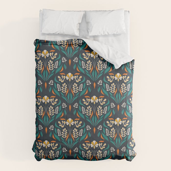 Grow with The Flow - Vibrant Floral Damask Pattern Comforter Gallery Image 1