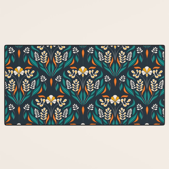 Grow with The Flow - Vibrant Floral Damask Pattern Desk Mat Gallery Image 3