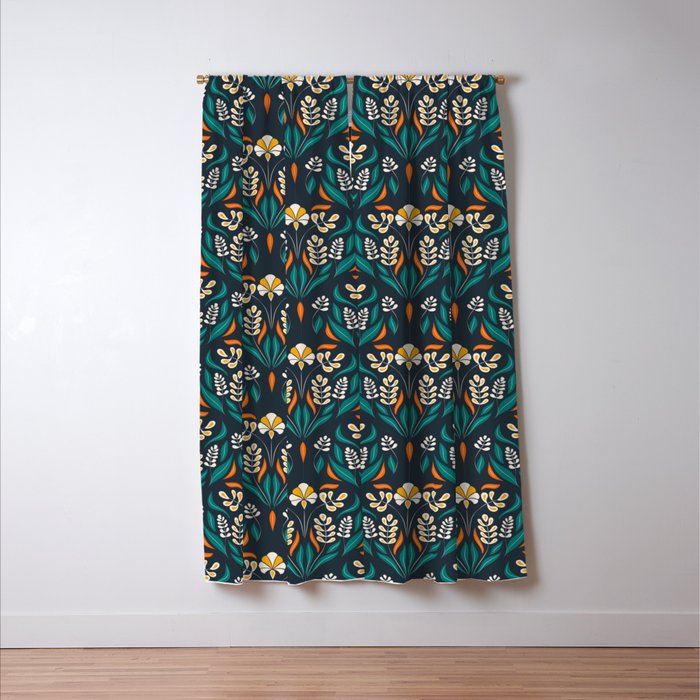 Grow with The Flow - Vibrant Floral Damask Pattern Window Curtain Gallery Image 3