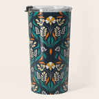 Grow with The Flow - Vibrant Floral Damask Pattern Travel Mug Gallery Image 3