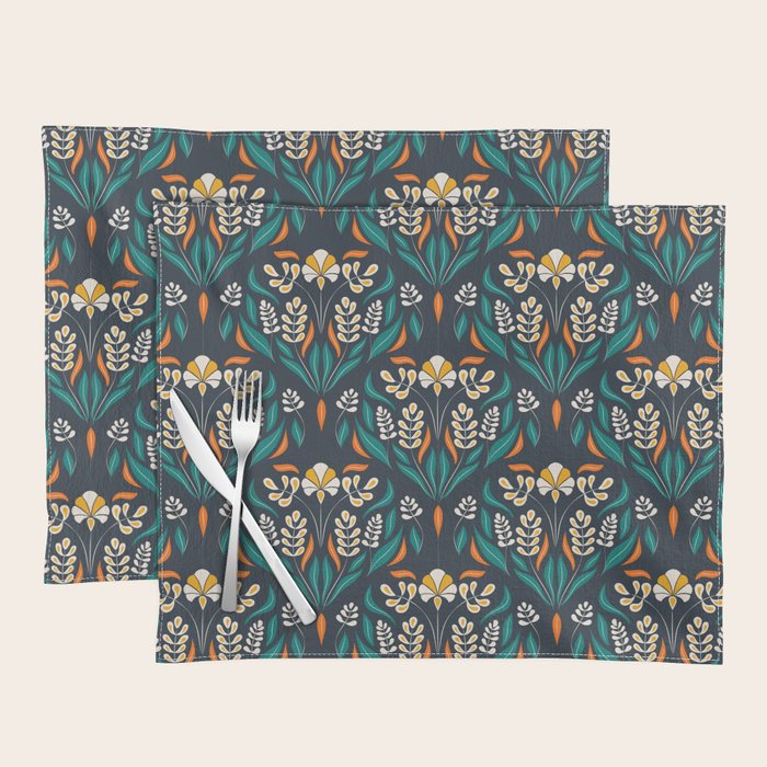 Grow with The Flow - Vibrant Floral Damask Pattern Placemat Gallery Image 1