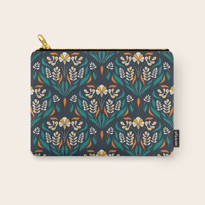 Grow with The Flow - Vibrant Floral Damask Pattern Carry All Pouch Gallery Image 1
