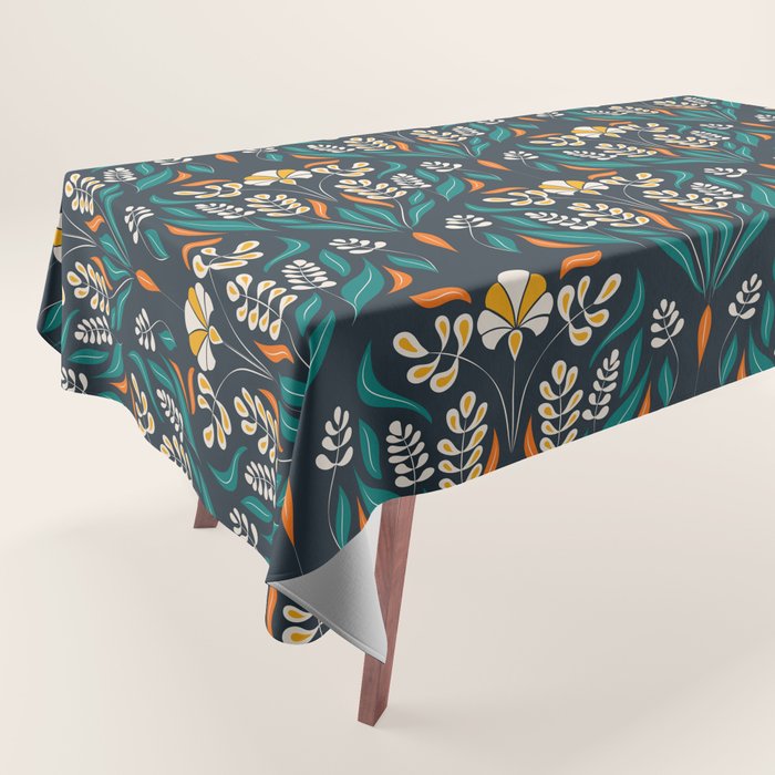 Grow with The Flow - Vibrant Floral Damask Pattern Tablecloth Gallery Image 1