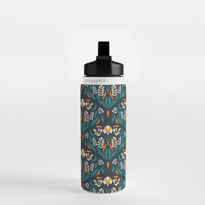 Grow with The Flow - Vibrant Floral Damask Pattern Water Bottle Gallery Image 2
