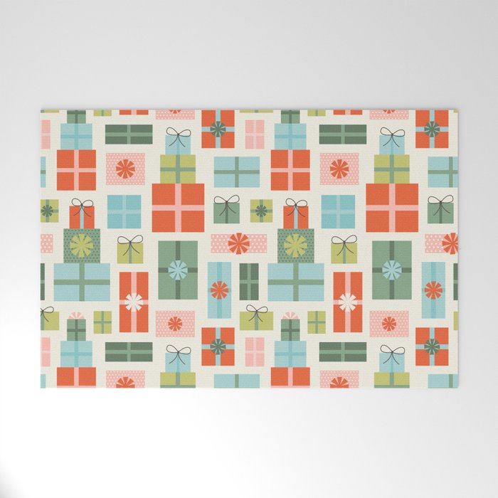 Retro Christmas Presents Welcome Mat Gallery Image 1
