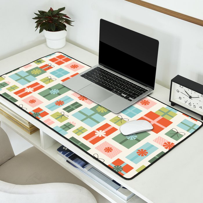 Retro Christmas Presents Desk Mat Gallery Image 2