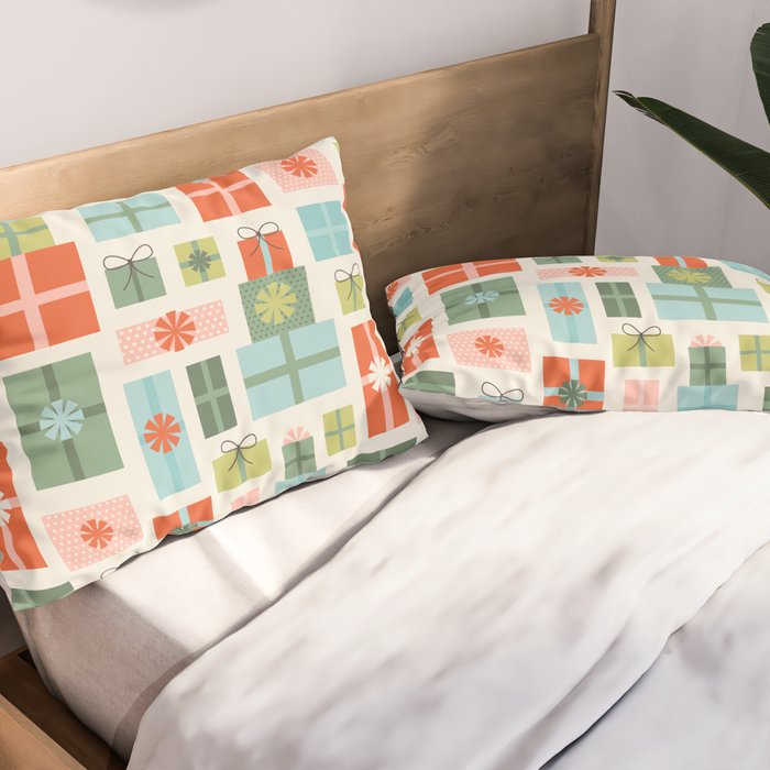 Retro Christmas Presents Pillow Sham Gallery Image 2