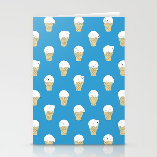 Polar Bear Ice Cream Pattern Stationery Card Gallery Image 1