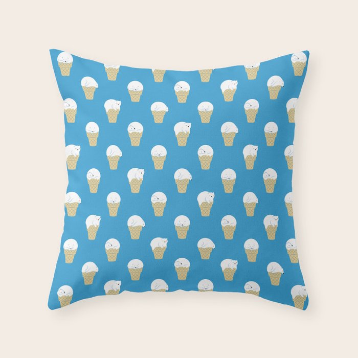 Polar Bear Ice Cream Pattern Throw Pillow Gallery Image 1