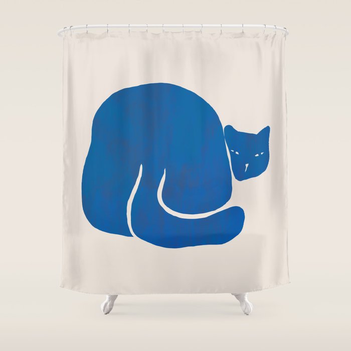 Blue cat Shower Curtain Gallery Image 1