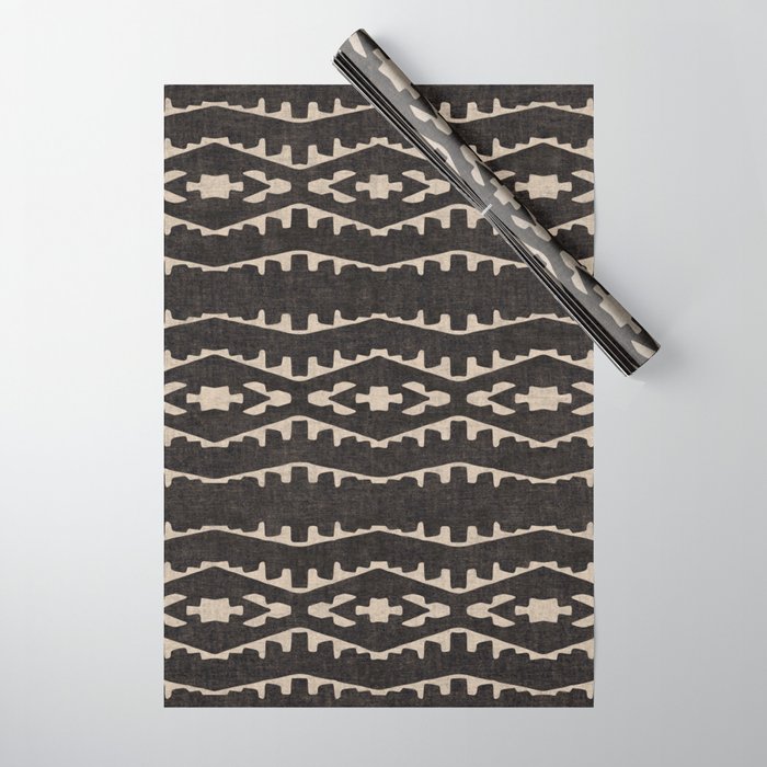 Country Western Pattern in Black Wrapping Paper Gallery Image 1