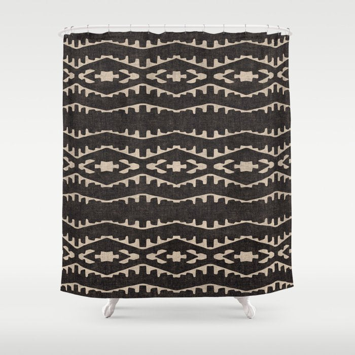 Country Western Pattern in Black Shower Curtain Gallery Image 1
