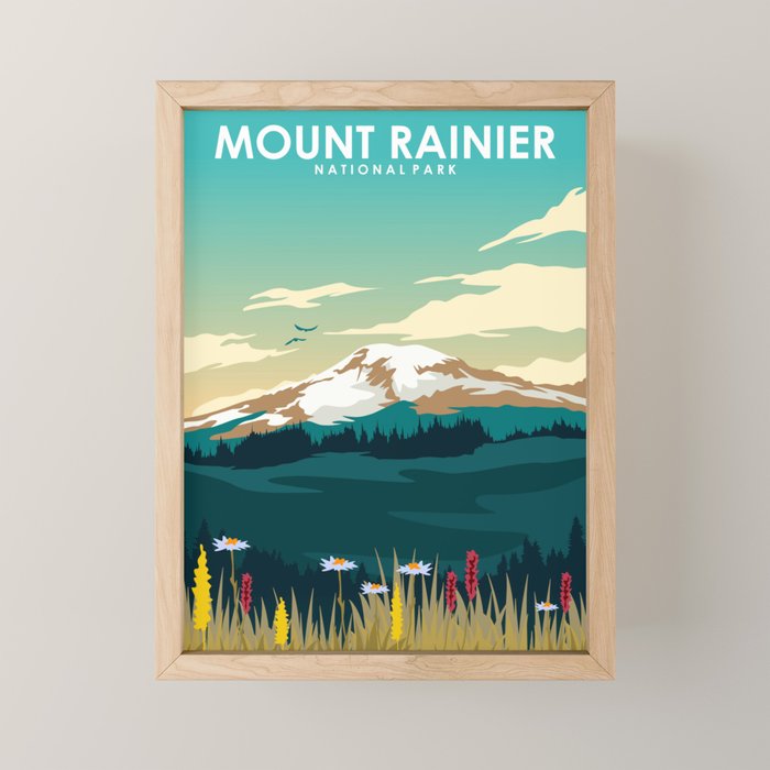 Mount Rainier National Park Travel Poster Mini Art Print Gallery Image 1