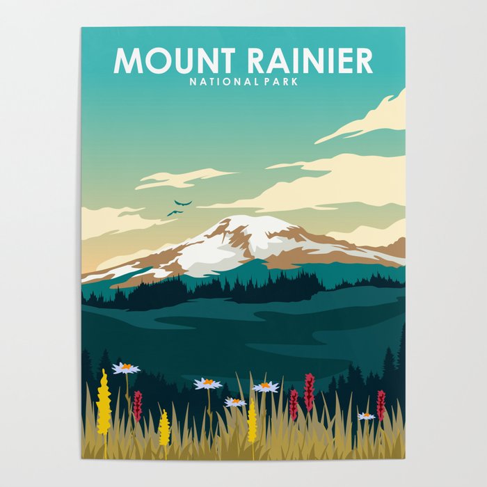 Mount Rainier National Park Travel Poster Poster Gallery Image 4