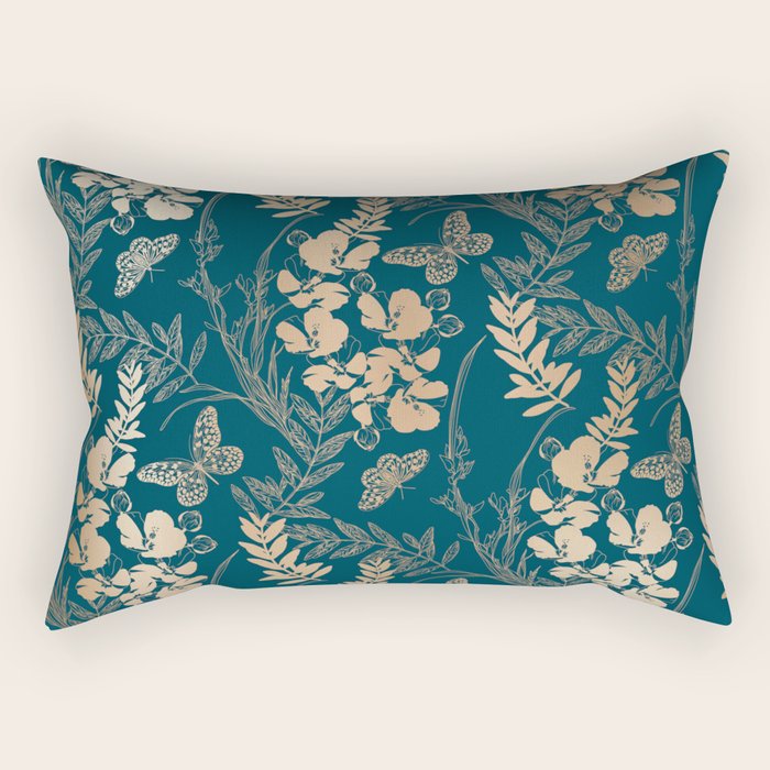 Exotic Florals and Butterflies Rectangular Pillow Gallery Image 2