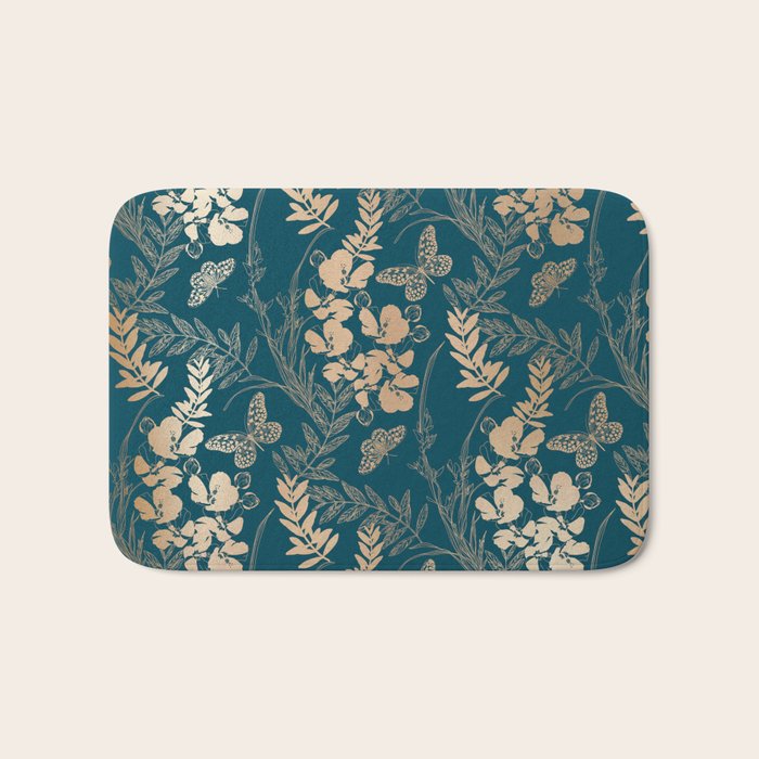 Exotic Florals and Butterflies Bath Mat Gallery Image 1