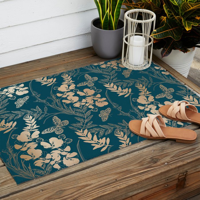 Exotic Florals and Butterflies Outdoor Rug Gallery Image 2