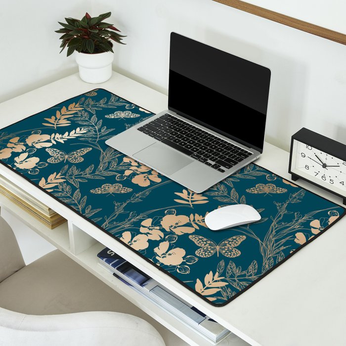 Exotic Florals and Butterflies Desk Mat Gallery Image 2