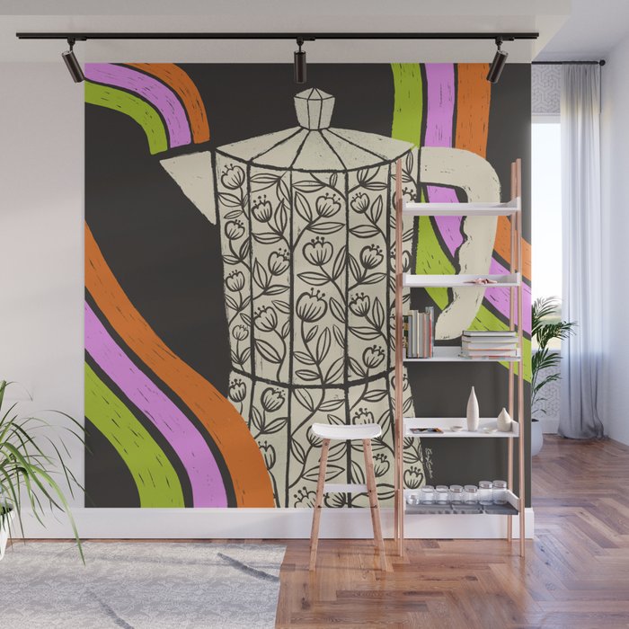Moka Pot Rainbow - Black Wall Mural Gallery Image 1