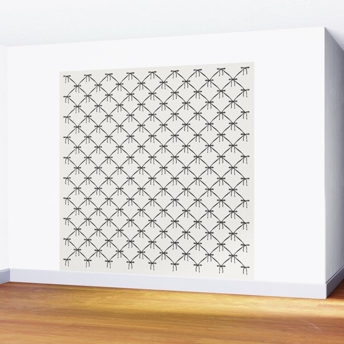 Bows & Ribbons Pattern IV Black and White Wall Mural Gallery Image 2