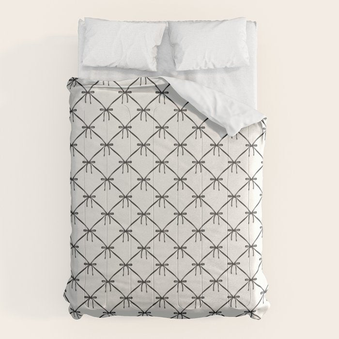 Bows & Ribbons Pattern IV Black and White Comforter Gallery Image 6