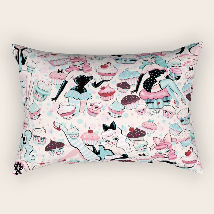 Cupcake Dolls Pattern Rectangular Pillow Gallery Image 1