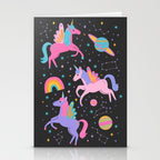 Space Unicorns - Neon Rainbow on Black Stationery Card Gallery Image 2