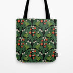 Bullfrogs And Wild Strawberries On Black Tote Bag Gallery Image 1