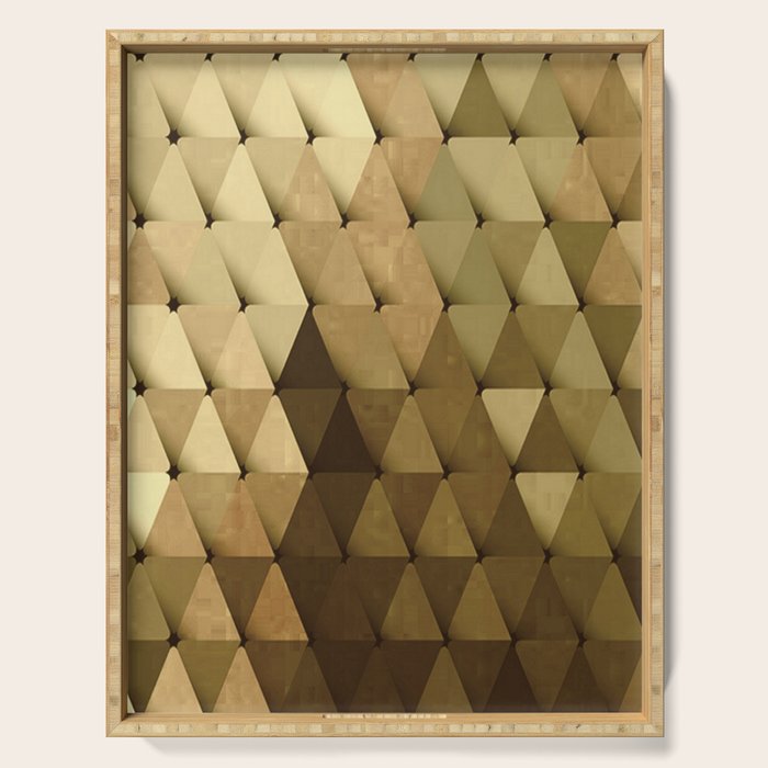 Triangles Yellow Brown Olive Green Serving Tray Gallery Image 1