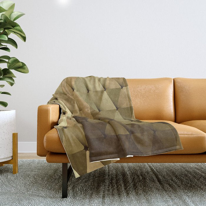 Triangles Yellow Brown Olive Green Throw Blanket Gallery Image 1