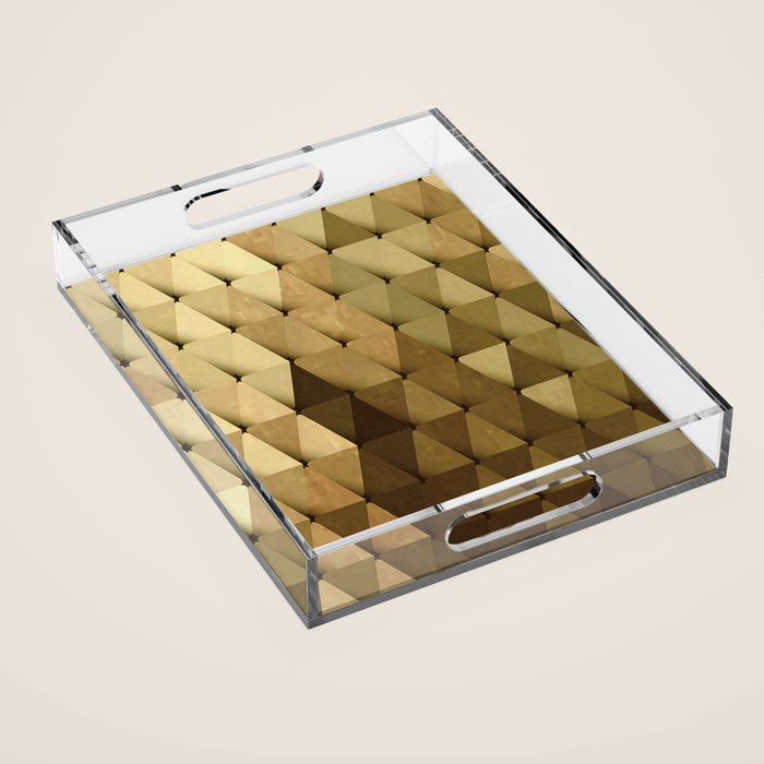 Triangles Yellow Brown Olive Green Acrylic Tray Gallery Image 1