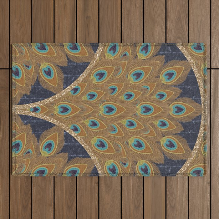 Peacock Art Deco Outdoor Rug Gallery Image 1
