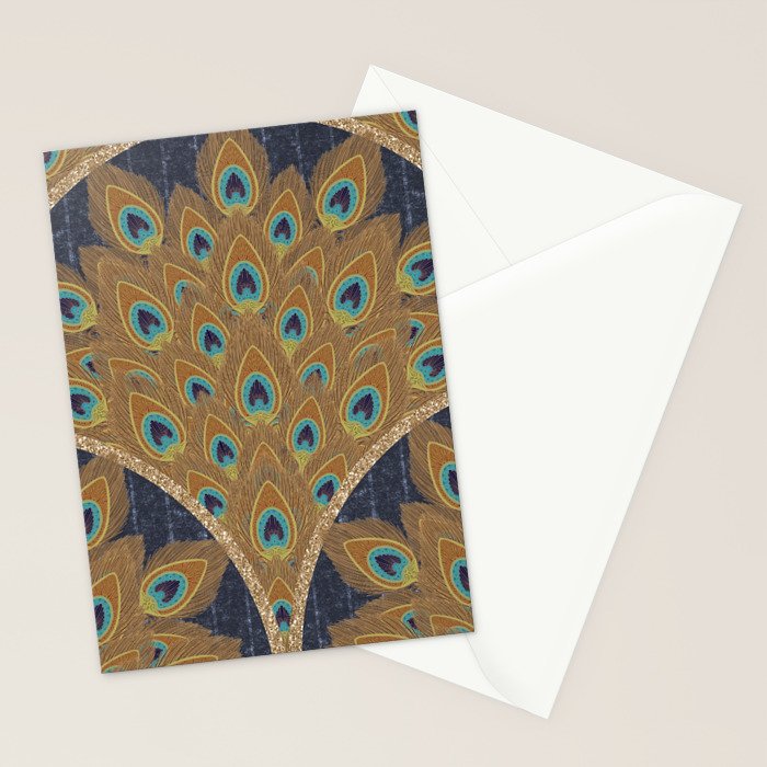 Peacock Art Deco Stationery Card Gallery Image 2