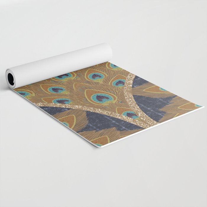 Peacock Art Deco Yoga Mat Gallery Image 2