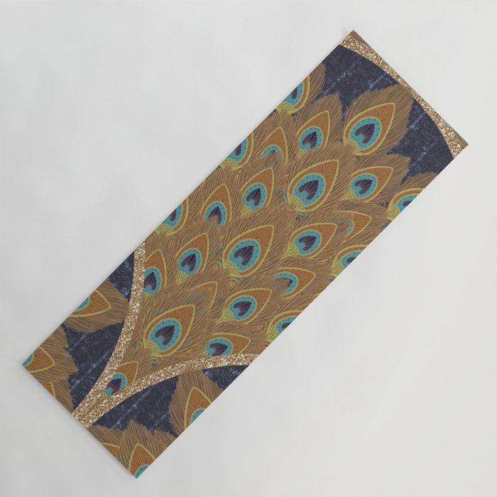 Peacock Art Deco Yoga Mat Gallery Image 1