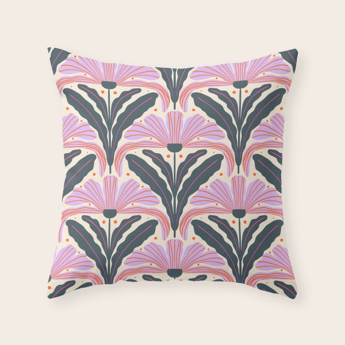 Modern flowers - violet and green Throw Pillow Gallery Image 1